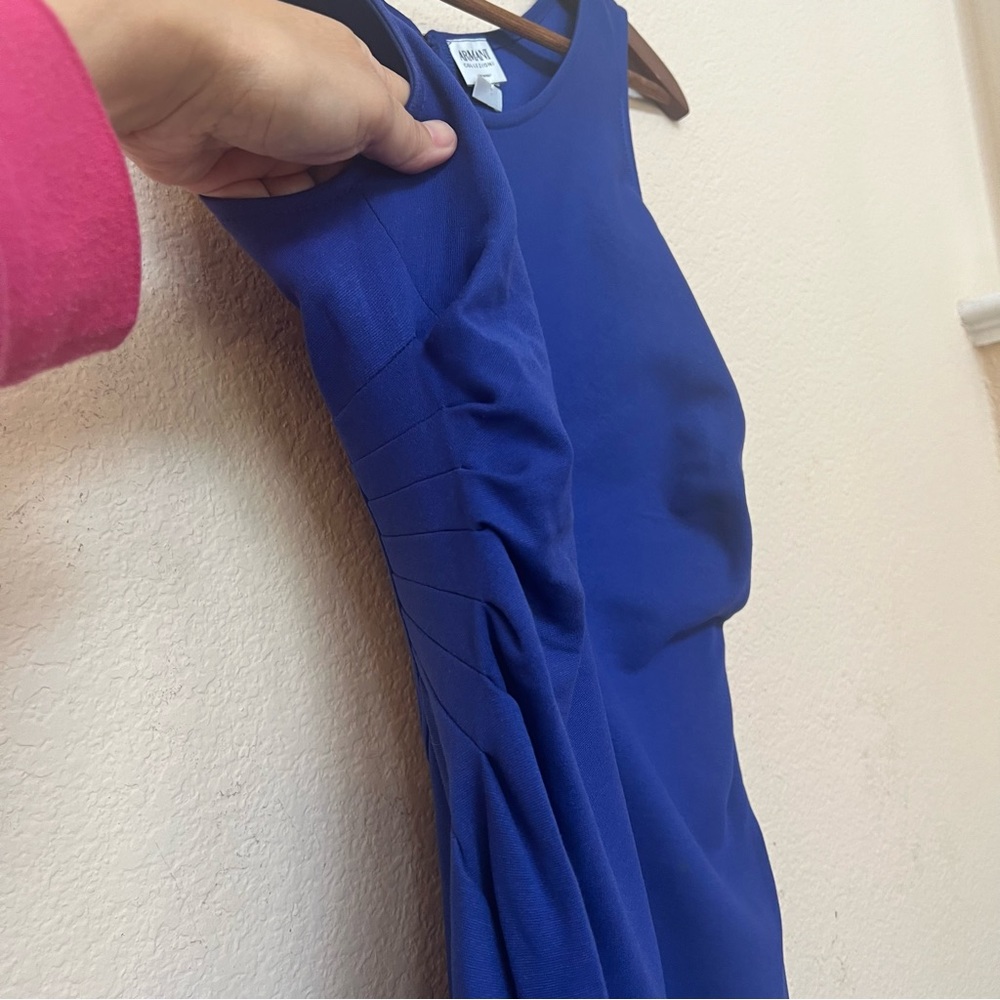 Armani Collezioni Blue Side Ruched Sleeveless Dress B19/20 - Picture 3 of 10